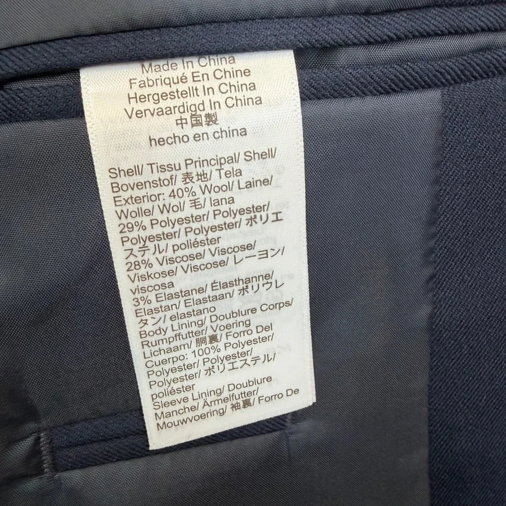 J.Crew Mens Size 38S Thompson University Blazer Navy Blue Gold Button Wool Blend
